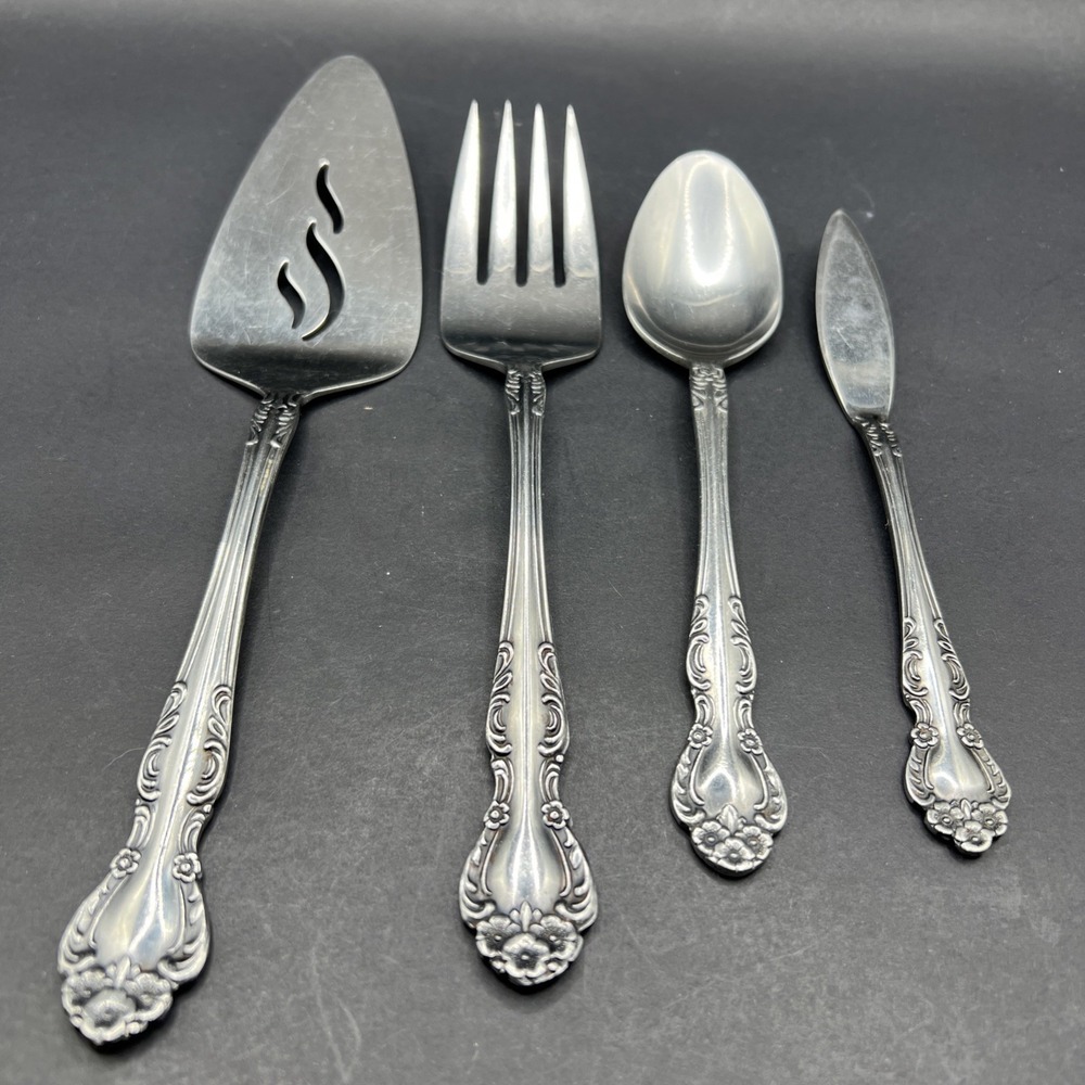 Set of 4 Vintage Ekco‎ Eterna BEAUMONT Stainless Steel Serving Pieces